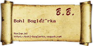 Bohl Boglárka névjegykártya